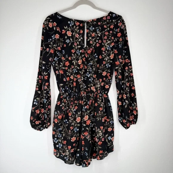 Abercrombie & Fitch Black Floral Ruffle Romper Women’s Size Small - Picture 2 of 10